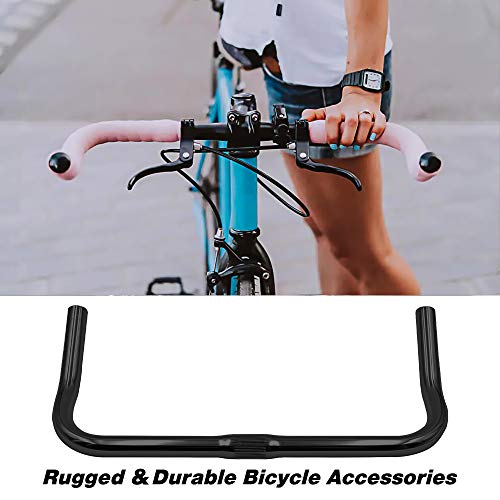 SENQI Bike Handlebar Aluminium Alloy Horn Handlebar Lightweight Bicycle Handlebar Riser Bar for Road MTB Fixed Gear Bikes Universal Fits 22.2mm(425mm Length Black)