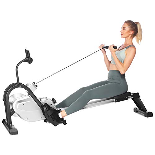 Rudergeräts für zu Hause, Rudergerät mit leises & wartungsfreies Magnetbremssystem, Tablet-Halterung, Rower mit Multifunktions 10 Stufen