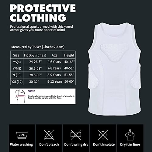 image for TUOY Youth Kids Padded Chest Rib Protector Shirt for Football Baseball