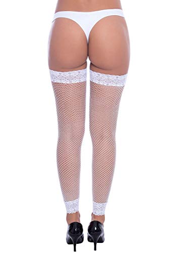 Meia 7/8 Legging Arrastao Com Renda Branco