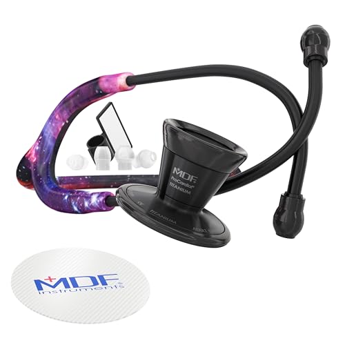 Image of MDF Instruments Galaxy Blackout ProCardial Cardiology Stethoscope, Limited Edition Mprints, Lightweight Titanium, Adult, Dual Head, Galaxy Tube, Blackout Chestpiece-Headset, MDF797TGXBO