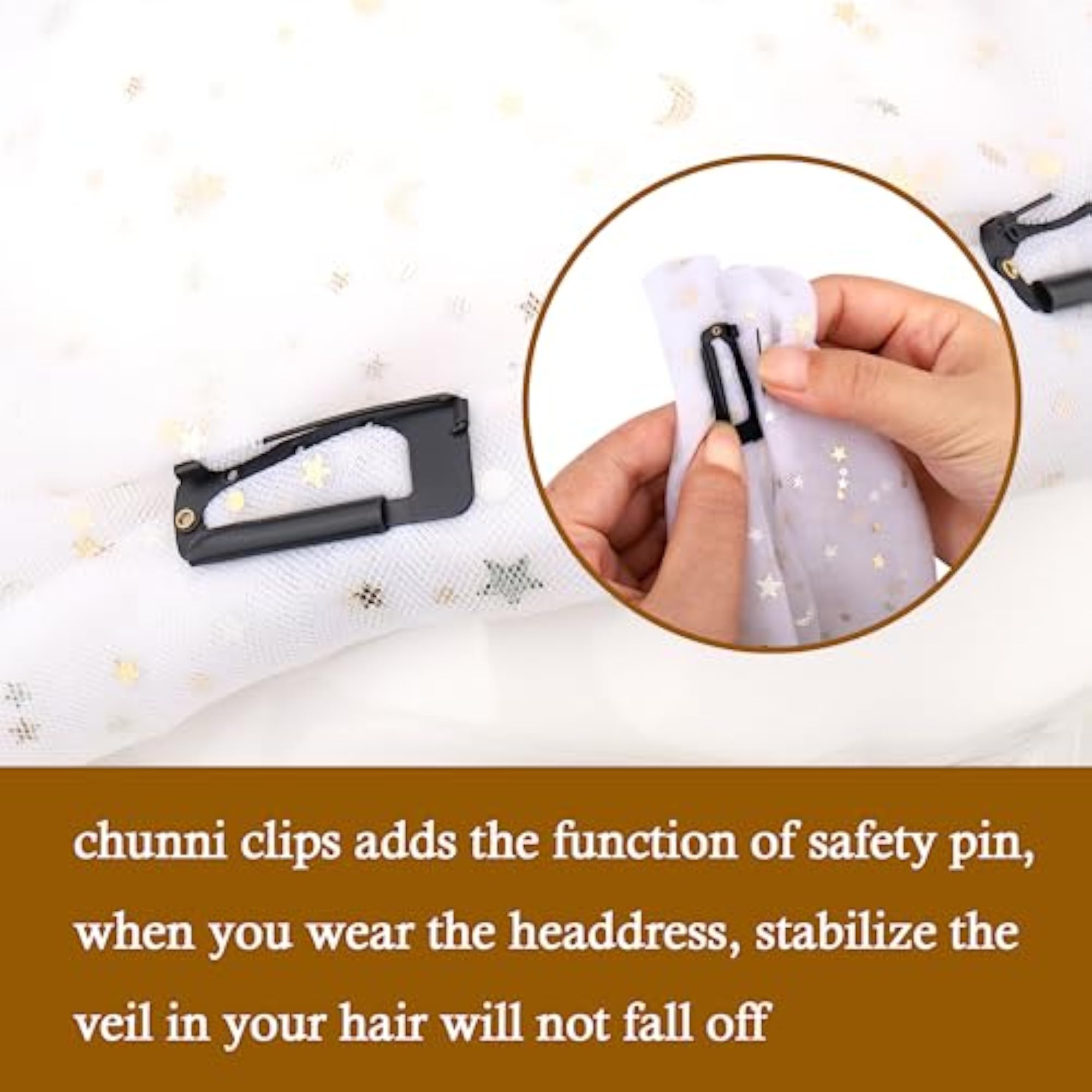 Chunni Clips with Safety Pins, 8 PCS Strong Dupatta Setting Clips