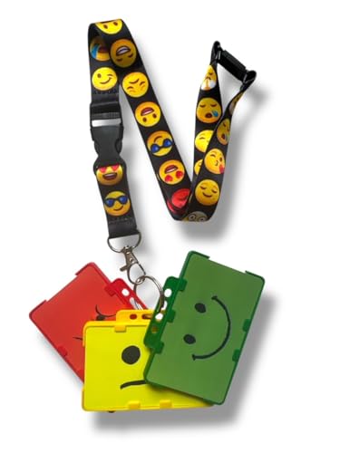 Tarjetas de comportamiento de semáforo con cordón de emoji, ayuda de comunicación para autismo, TDAH, ENVIAR, SEN, no verbal