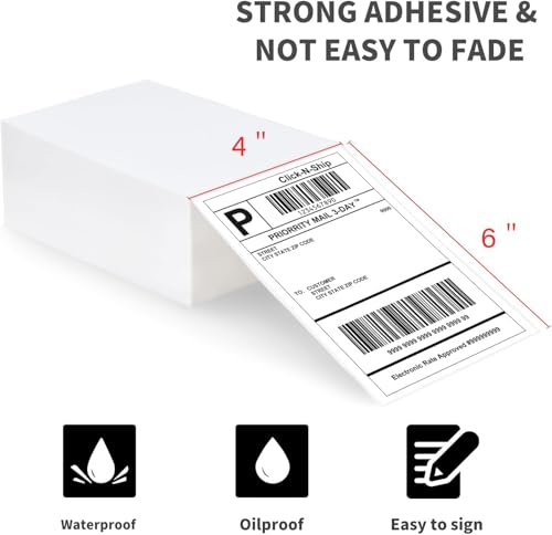 L LIKED 500 Fanfold 4" x 6" Direct Thermal Shipping Labels, with Perforated Line for Thermal Printers - Compatible with Zebra & Rollo Printer image 1