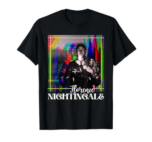 Florence Nightingale Retrato Retro Groovy Glitchy Nurse RN Camiseta