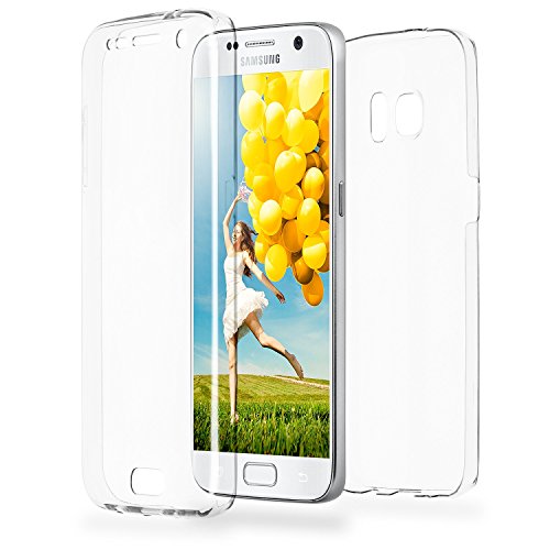 MoExu00ae Double Case kompatibel mit Samsung Galaxy S7 Hülle Silikon Transparent | Beidseitige Handyhülle mit 360 Grad Komplett Rundum-Schutz, Transparent