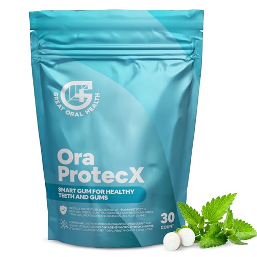 OraProtecX Remineralizing Gum Hydroxyapatite Gum for Bad Breath Mineralizing Teeth & Dental Health with Protektin & Xylitol Anti Cavity Protection Aspartame & Sugar Free Natural Mint Flavor 30 ct.