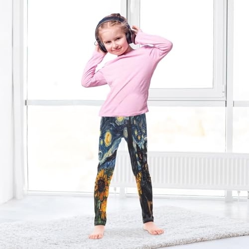 Toddler Girls Leggings Printed Yoga Pants Leggings Dogs Sunflowers Stary Sky for Kids4