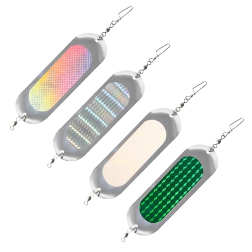 MiOYOOW 4PCS Fishing Flasher, 4.5in Reflective Bait Flashers, Sling Blade Dodger Lures for Trout, Salmon, Pike, Walleye, Bass