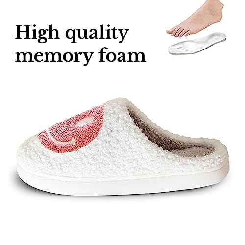 Beishani Smile Face Slippers for Women Happy face slippers Retro Soft Plush Warm Slip-on Slippers Cozy Indoor Outdoor Womens Slippers4