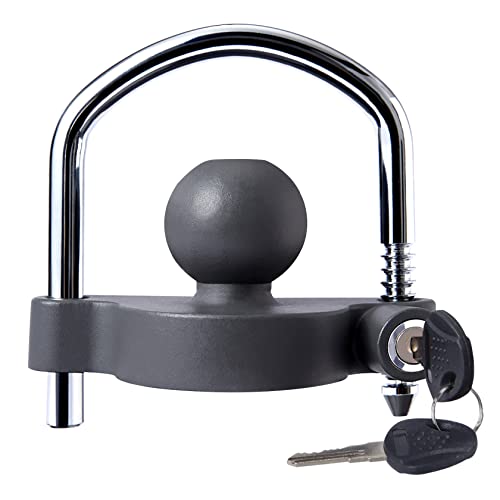 METOWARE Trailer Coupler Lock Universal Adjustable Heavy-Duty Steel Trailer Hitch Lock, Anti Theft Trailer Ball Lock Towing Lock for Towing Caravan Trailer Security Fits 1-7/8',2”, 2-5/16' Coupler