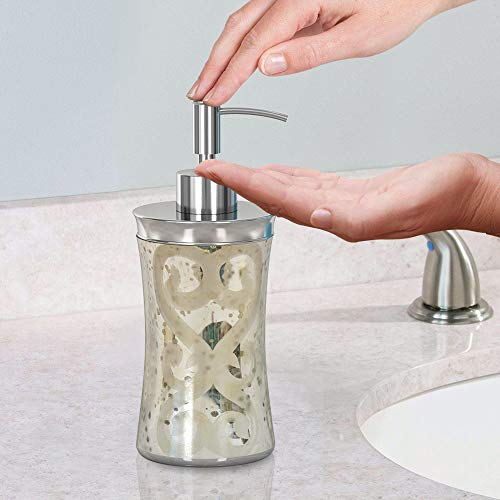 Nu Steel Mg6H Mercury Glass Dispenser Pump Bottle For Bathroom Vanity Countertop, Kitchen Sink-Holds Essential Oils,Lotions,Liquid Soap,Hand Sanitizer-Etched #TOP3