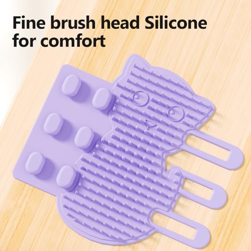 Image of Cat Self Grooming Comb, Stool Foot Scratching Grooming Comb Short Long Hair Cat Soft Rubbing Scratching Grooming Massage Comb for Indoor Cats Kittens Cat Brush Toys (Pink+Purple)