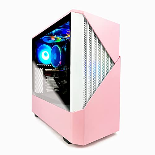 ABYS Pinnacle Prebuilt Gaming PC (Intel Quad-Cord CPU Up to 3.6GHz, 16GB RAM, AMD RX 580 8GB GDDR Graphics Card, 512GB SSD, Multi Monitors Supported, RGB, Windows 10 Gamer Desktop Computer) – Pink