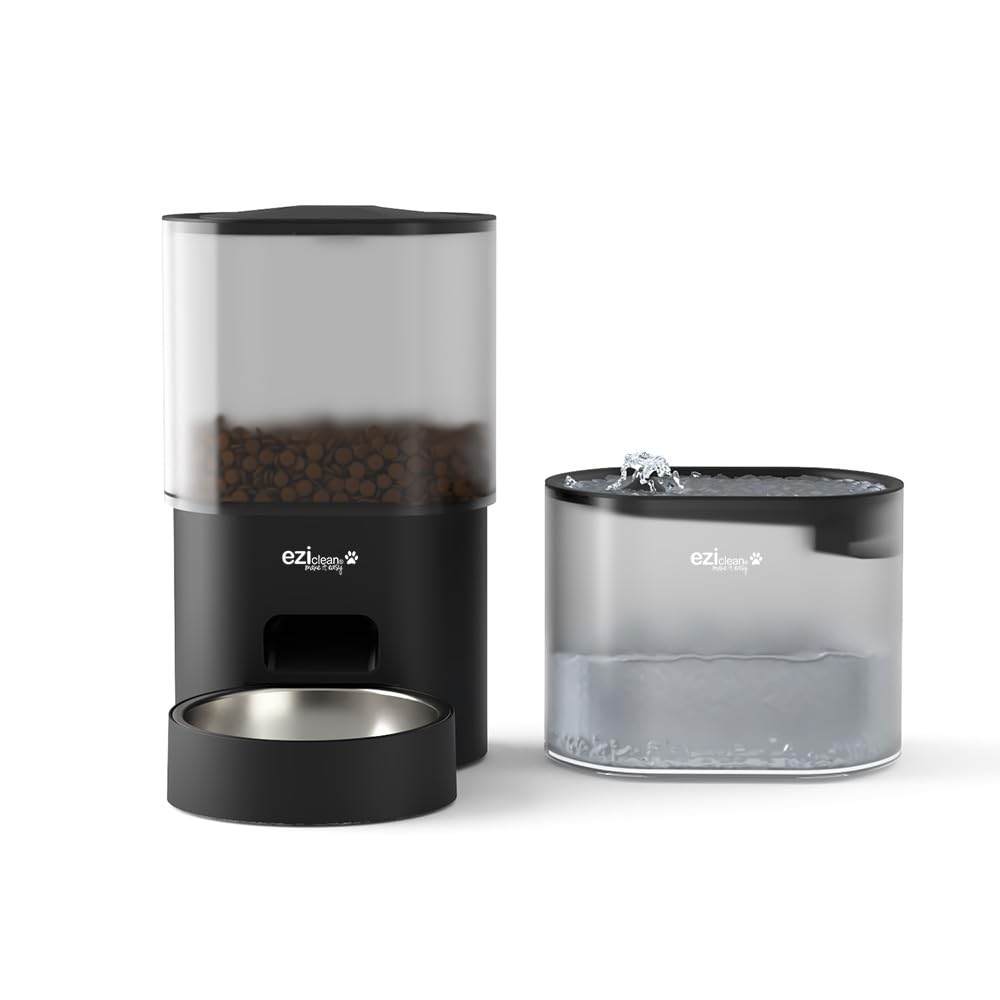Distributeur de croquettes et Fontaine pour Chat et Petit Chien Eziclean® Nutribot Connect Max (2,5L/2L)