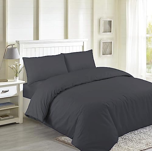 Ev Dekor® Duvet Cover Sets Charcoal - Soft Microfibre Polyester Single Duvet Cover with Pillow cases - Bedding Quilt Cover Set - Image 2
