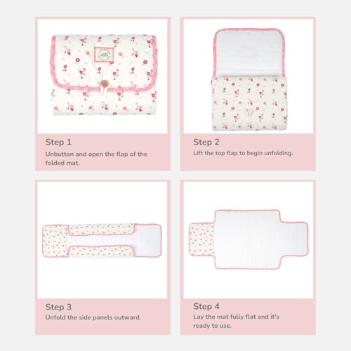 Image of Tidy Sleep Portable Diaper Changing Mat /Pad for Newborns & Infants Baby 0-24 Months Light Weight, Portable, Water Proof (Blossom Pink)