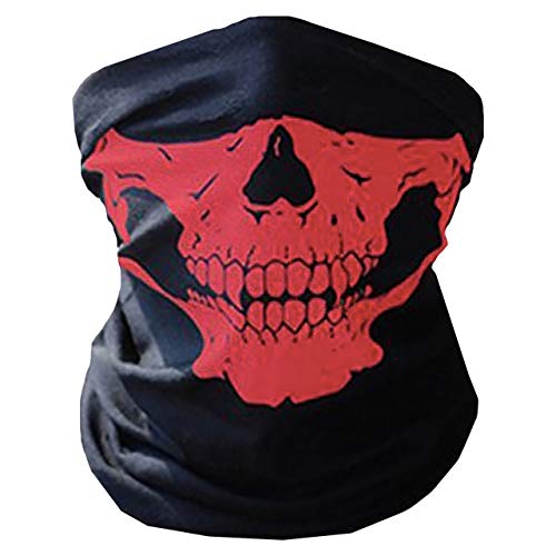 WHITE FANG(ホワイトファング) フェイスガード ネックウォーマー ドクロ スカル 紫外線 UVカット サバゲー メンズ FG028 (02:レッド)