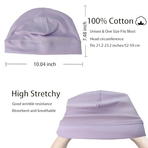 Image of vidsel 100% Cotton Skull Caps Beanie Night Cap Sleep Hats for Men Women | Breathable,Soft,Lightweight Skully Cap,Running Beanie Cycling Helmet Liner,Wicking Head Cover,CPAP Chemo Bald Cap