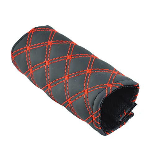 Lunsom Leather Car Handbrake Gear Shift Knob Cover Most Case Sleeve Hand Break Protect Accessories Car Interior Decor Red #TOP3