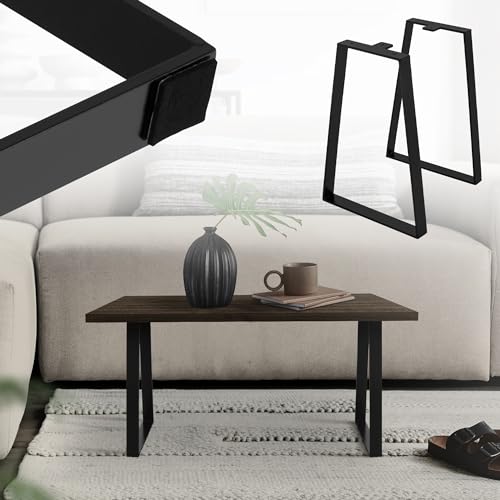 ML-Design Set 2X Patas para Mesa o Banco 28,5 x 40,5 cm Forma Trapezoidal Soporte Negro de Acero Recubierto de Polvo Bastidor para Escritorio Corredores para Tablero Pie Armazón Diseño Industrial DIY