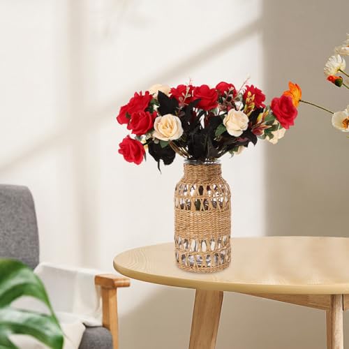 Jarrón florero de ratán tejido y moderno para decoración interior 5