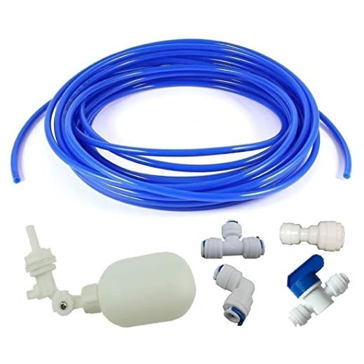 1/4 inch Tube Float Valve Kit for RO Water Reverse Osmosis System water filter Push in to Connect Pipe Hose Tube Fittings CCK tube（ball valve +L+15 feet pipe） (blue)