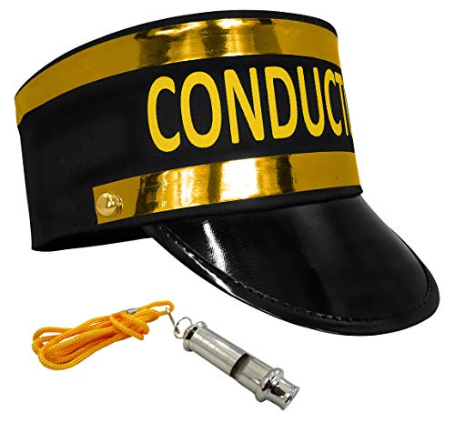 Train Engineer Conductor Hat Plus Whistle Fancy Holiday Costume Accessory