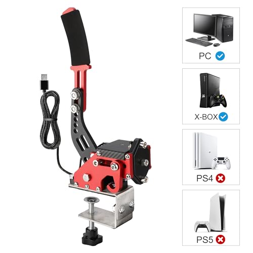 Image of CNSPEED Upgrade 2-in-1 64 Bit USB Handbrake for G920 Compatible With Xbox /Xbox series S /Xbox series X + PC System for Simulated Racing Games with Non-Contact Plus Hall Sensor with Clamp Black+Red
