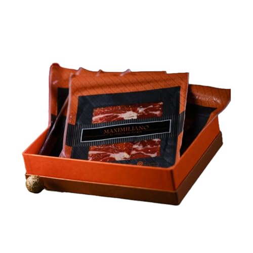Maximiliano - Jamón Triple Equis - Jamón Curado - 36 Estuches 100 gr - Loncheado a Máquina - Equilibrado - Curación 24 Meses - Crianza en Libertad