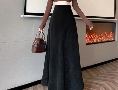 Women’s Velvet Mermaid Skirt High Waist Elastic Midi Pleated Autumn Winter Vintage Banquet Skirt3