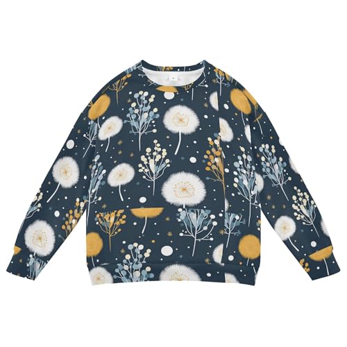 JUNZAN Blowball Leaf Navy Blue Kids Girls Hoodie Sweatshirt Fleece Outerwear for Kids Camping 4T