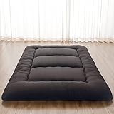 Zelladorra Japanese Floor Mattress, Futon Mattress with Portable Storage Bag and Washable Cover, Roll Up Thick Tatami Mattress Suitable for Camping, Guest Room, Black, Twin