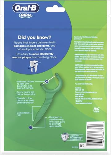 Image of Oral-B Complete Glide Dental Floss Picks Plus Scope Outlast, Long Lasting Mint, 75 Dental Floss Picks, Pack of 6