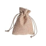 Yalulu 2.8x3.5inch 50 Pack Mini Natural Burlap Gift Bag with Nylon Drawstring for Arts & Crafts Projects, Gift Packaging, Snacks & Jewelry