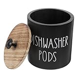 BESPORTBLE Wood Dishwasher Tablet Holder with Lid - Round Laundry Capsules Container for Room Organisation - Washing Liquid Storage Tin - Decorative Pantry Jars for Detergent Soap, Unit & Scent Beads