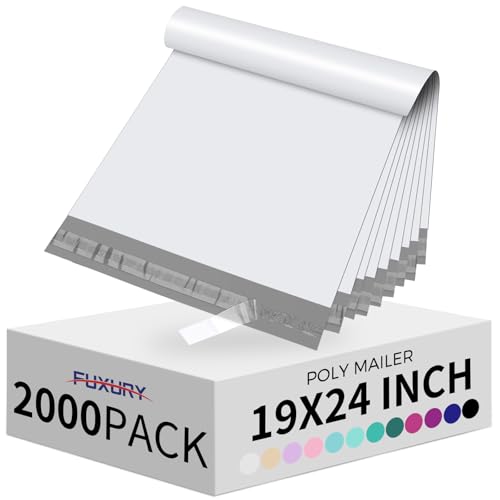 Fuxury Large Poly Mailers 19x24" 2000 Pcs,Shipping Bags for Clothes,White