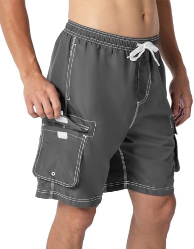 JHMORP Men’s Swim Trunks Quick Dry Bathing Suit Swimwear Hawaiian Beach Board Shorts Mesh Lining