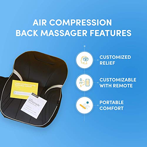 Air Compression Massage Cushion | Lumbar Support and Massage with Vibration and Soothing Heat for Home, Office and Car | Remote Controlled, Portable | Auto Adapter Included | Black