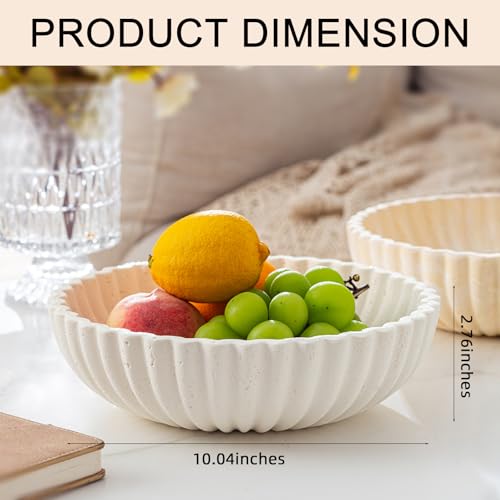 Large Decorative Fruit Bowl,10" Modern Snack Candy Bowl Off White - Image 2