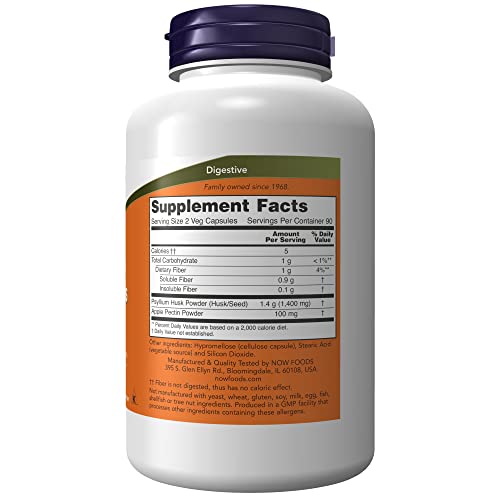 Now Supplements, Psyllium Husk Caps 700 Mg With 50 Mg Of Apple Pectin, Intestinal Health*, 180 Veg Capsules #TOP1