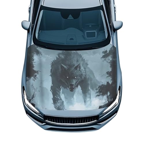 Image of Wolf Car Hood Cover All Weather Protection Automotive Exterior Accessories Universal Fit Hood Covers for Cars, Trucks, SUV, or Van Full Coverage with Elastic Band