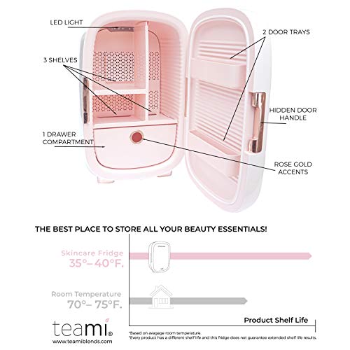 Teami Mini refrigerador rosa 12L para el cuidado de la piel Aum