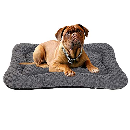 Coohom Deluxe Plush Dog Bed Pet Cushion Crate Mat,Fulffy Comfy Kennel Anti-Slip Washable Pad for Medium Large X-Large…