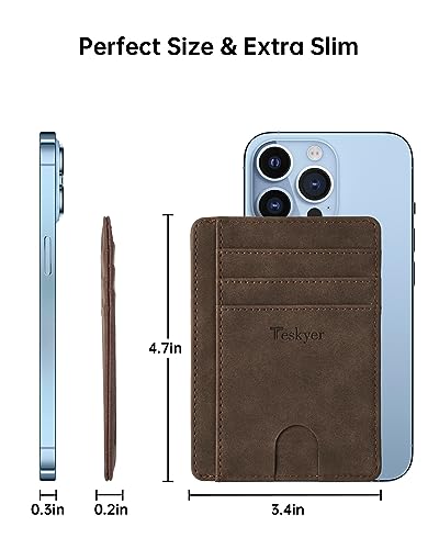 Image of Teskyer Slim Minimalist Wallet for Men, RFID Front Pocket Card Holder | Ultra Slim Front Pocket Design, 8 Card Slots, RFID Protection, Smooth Faux Leather for Everyday Carry