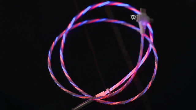 Image of 6-in-1 LED Colorful Flowing Light Fast Charging Cable 1m, Soft PVC USB Cable with Super Fast Charging, High-Speed Data Sync & Energy-Saving Light Effect, Compatible with Nearly All Devices.