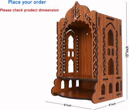 Tempio in legno Mandir pooja Mandir Pooja Temple Home Temple dimensioni 38 cm (marrone)