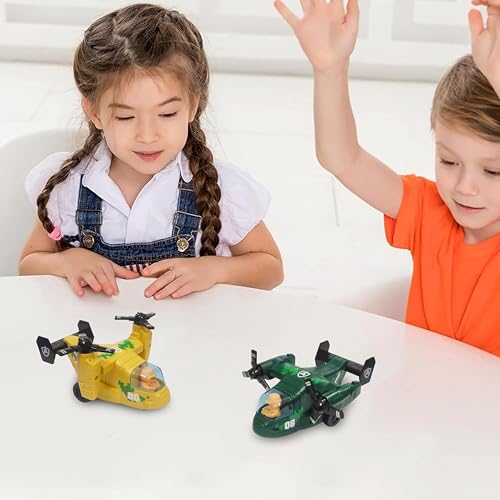 VGRASSP Military Style Mini Friction Helicopter Toy for Kids and Toddlers with Rotating Chopper Blades - Pretend Play Push and Go V-22 Aircraft - Color As Per Stock