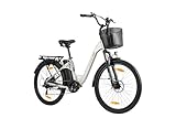 ttgo E Bike 26 Zoll, Elektrofahrräder für Herren Damen mit 36V 18Ah Akku, 80–120 km Reichweite Citybike, LCD Display, 7-Gang, Aluminiumrahmen, Elektrofahrrad mit Korb (C2 PRO, Silber)