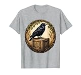 Crow on Vintage Beer Crate Illustration T-Shirt, Men, Heather Grey, Medium
